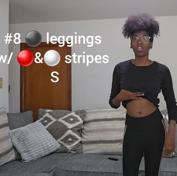 S Black leggings w/ Red & white stripe - Picture 2 of 4